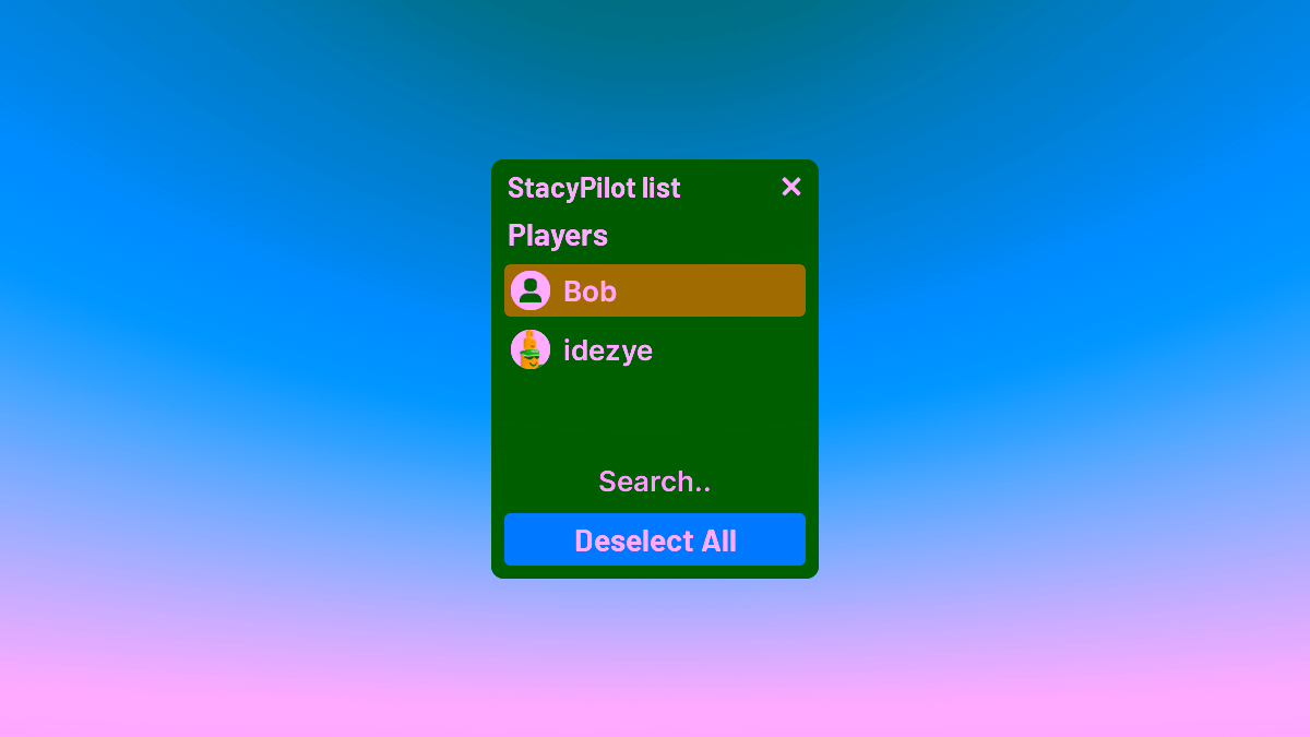 Lyrics Controller in the StacyPilot list window